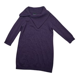 Cynthia Rowley 100% Cashmere Tunic Sweater Women's Large Purple 3/4 Sleeve‎